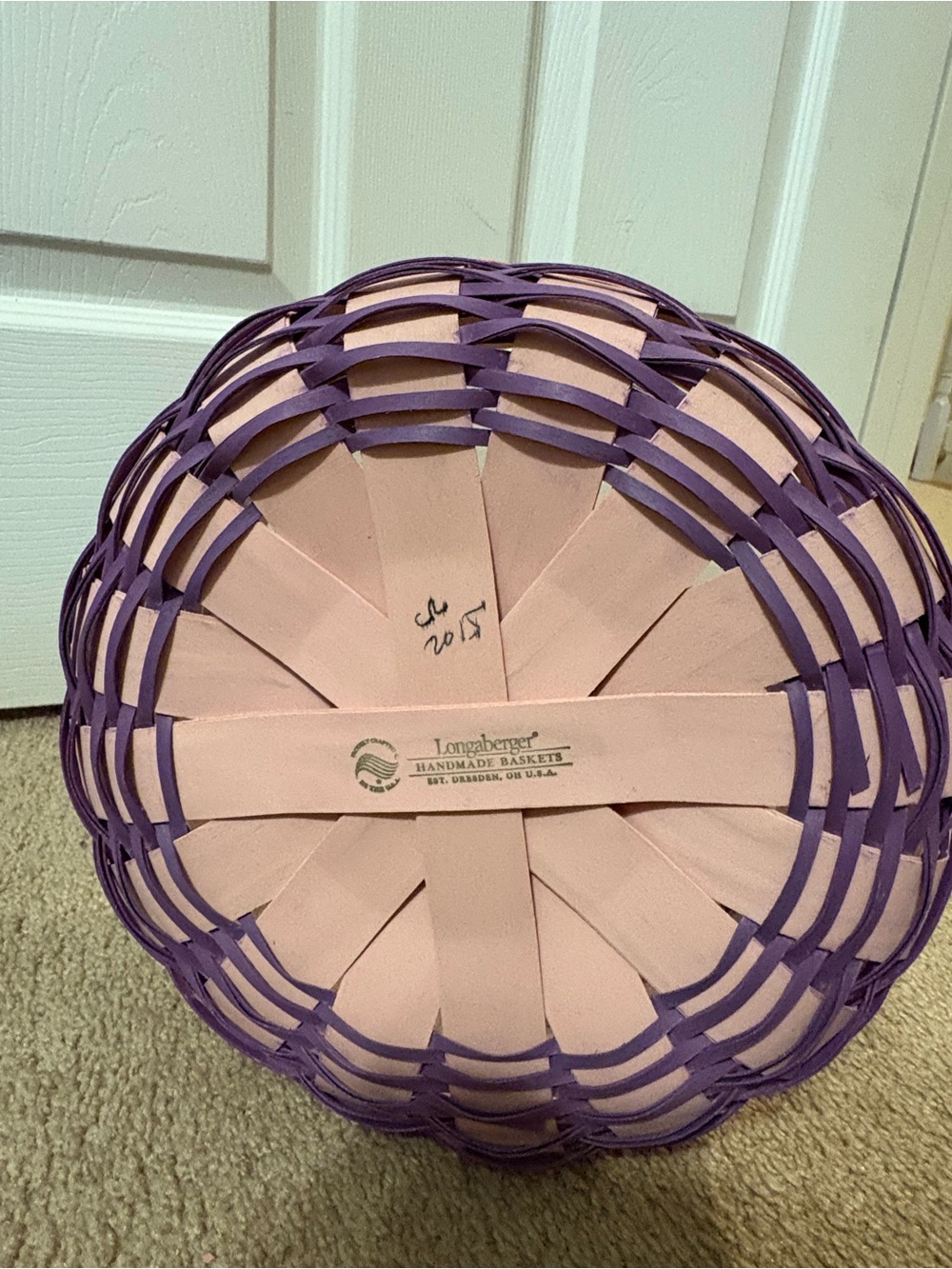 Longaberger Pink and Purple Woven Basket - Picture 2 of 5